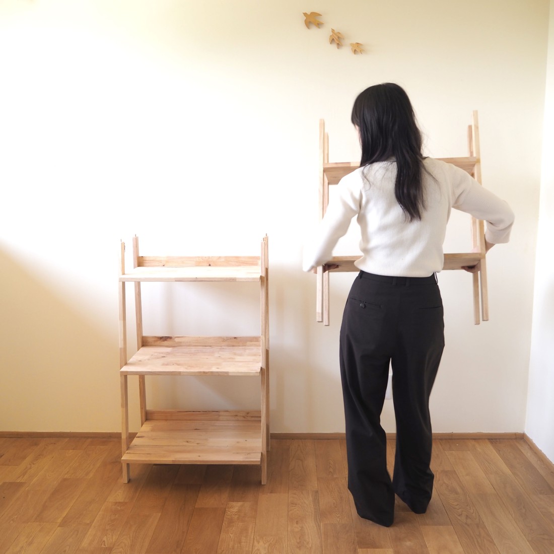 古材リメイク　朴の木 自在オープンシェルフ　無垢の家具 古材リメイク 朴の木 自在オープンシェルフ 無垢の家具