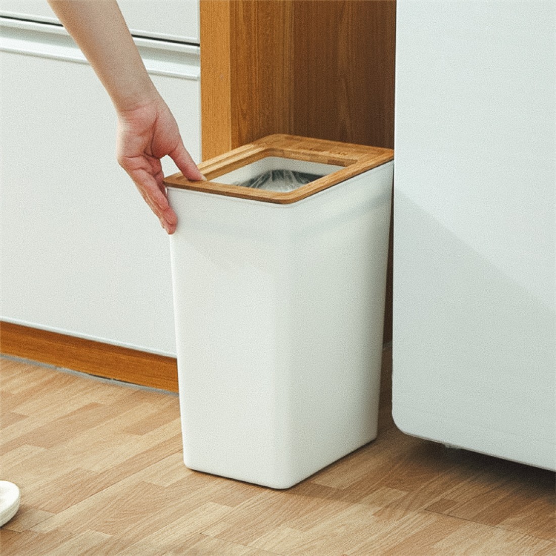 ダストボックス 竹製フタつき ゴミ箱｜Fresk（フレスク）