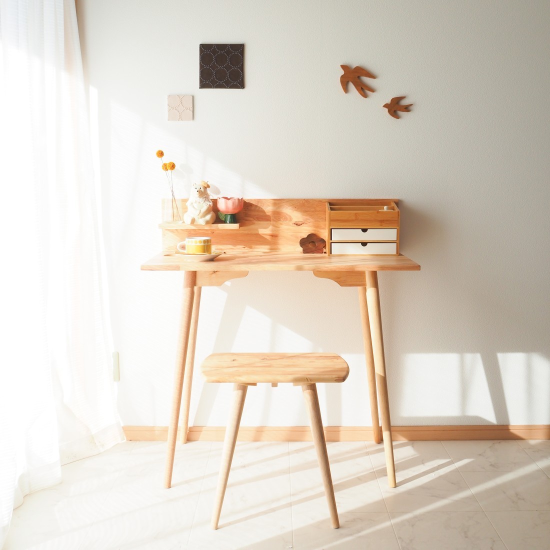ラバーウッドデスク＆スツール 無垢材使用｜NATURAL SIGNATURE｜Fresk