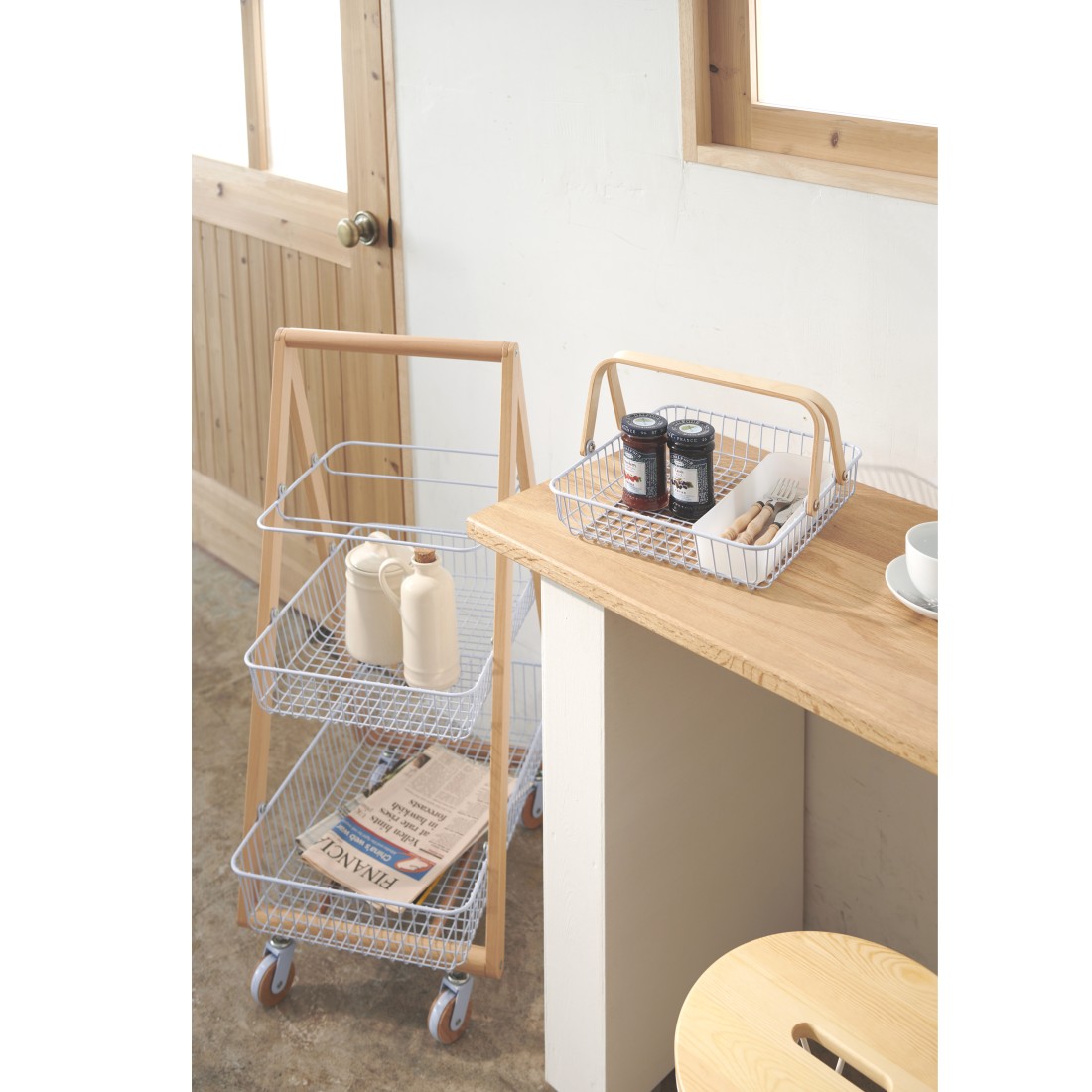 Mash | マッシュ】リヴ キャリーバスケットワゴンM | キッチンワゴン