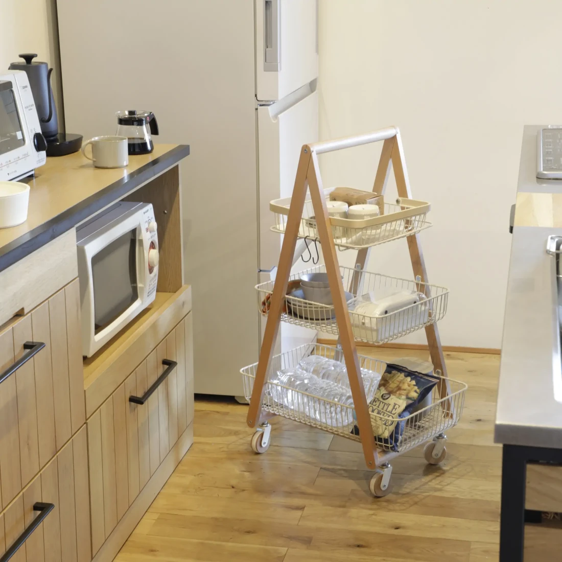 Mash | マッシュ】リヴ キャリーバスケットワゴンM | キッチンワゴン