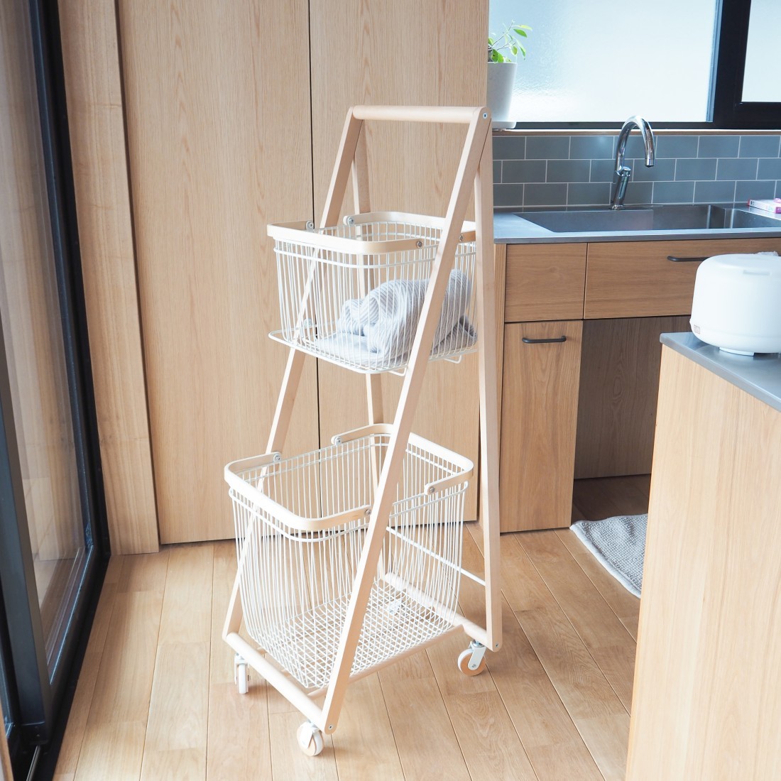 Mash | マッシュ】リヴ キャリーバスケットワゴンL | キッチンワゴン