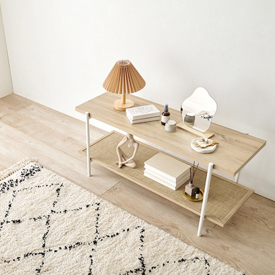 ラタン調オープンラック 2段タイプ テレビ台 テレビボード｜Fresk