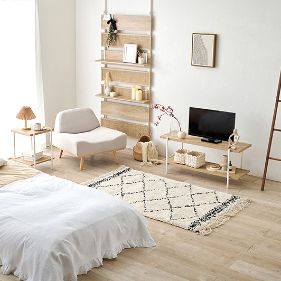 ラタン調オープンラック 2段タイプ テレビ台 テレビボード｜Fresk