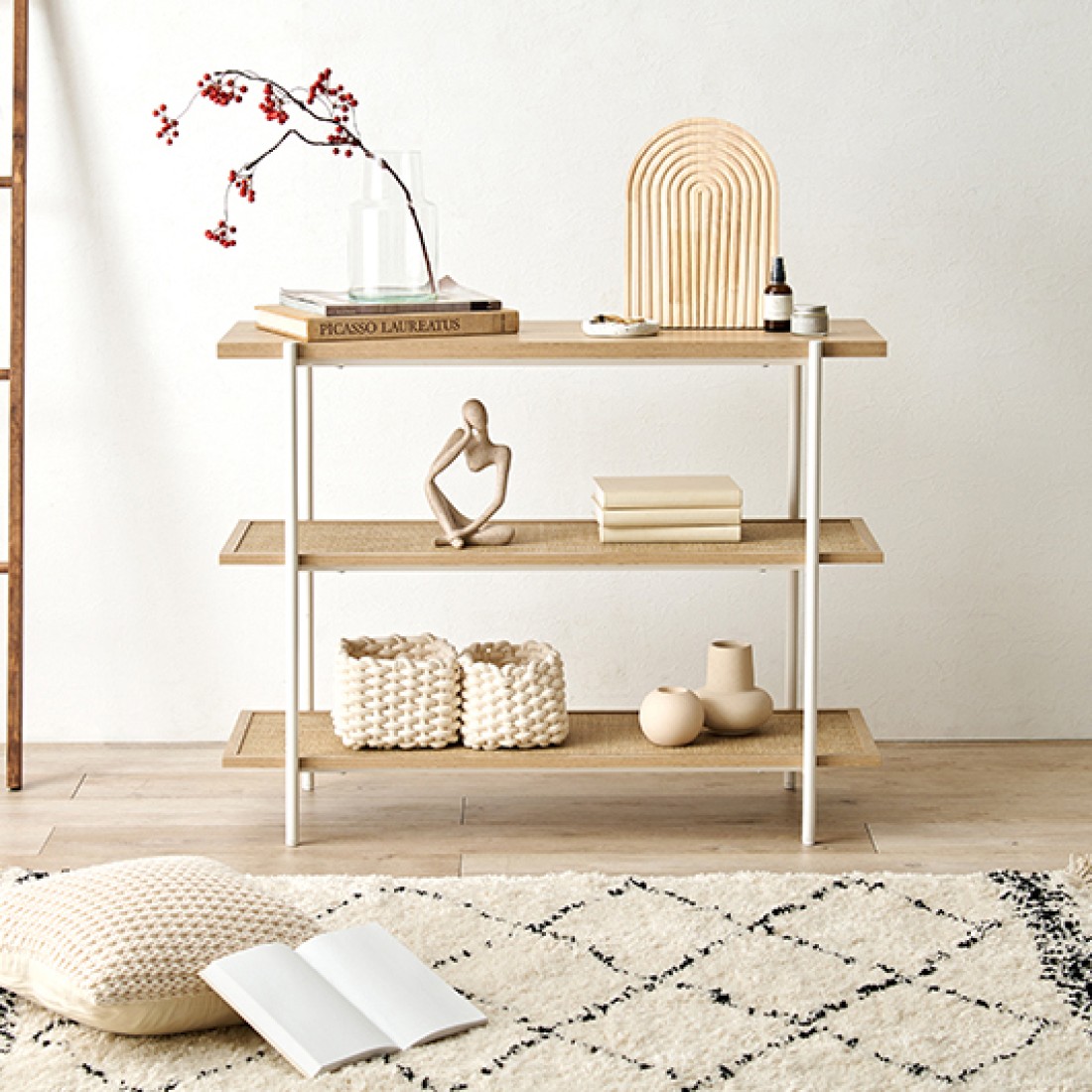 ラタン調オープンラック 3段タイプ｜Fresk（フレスク）