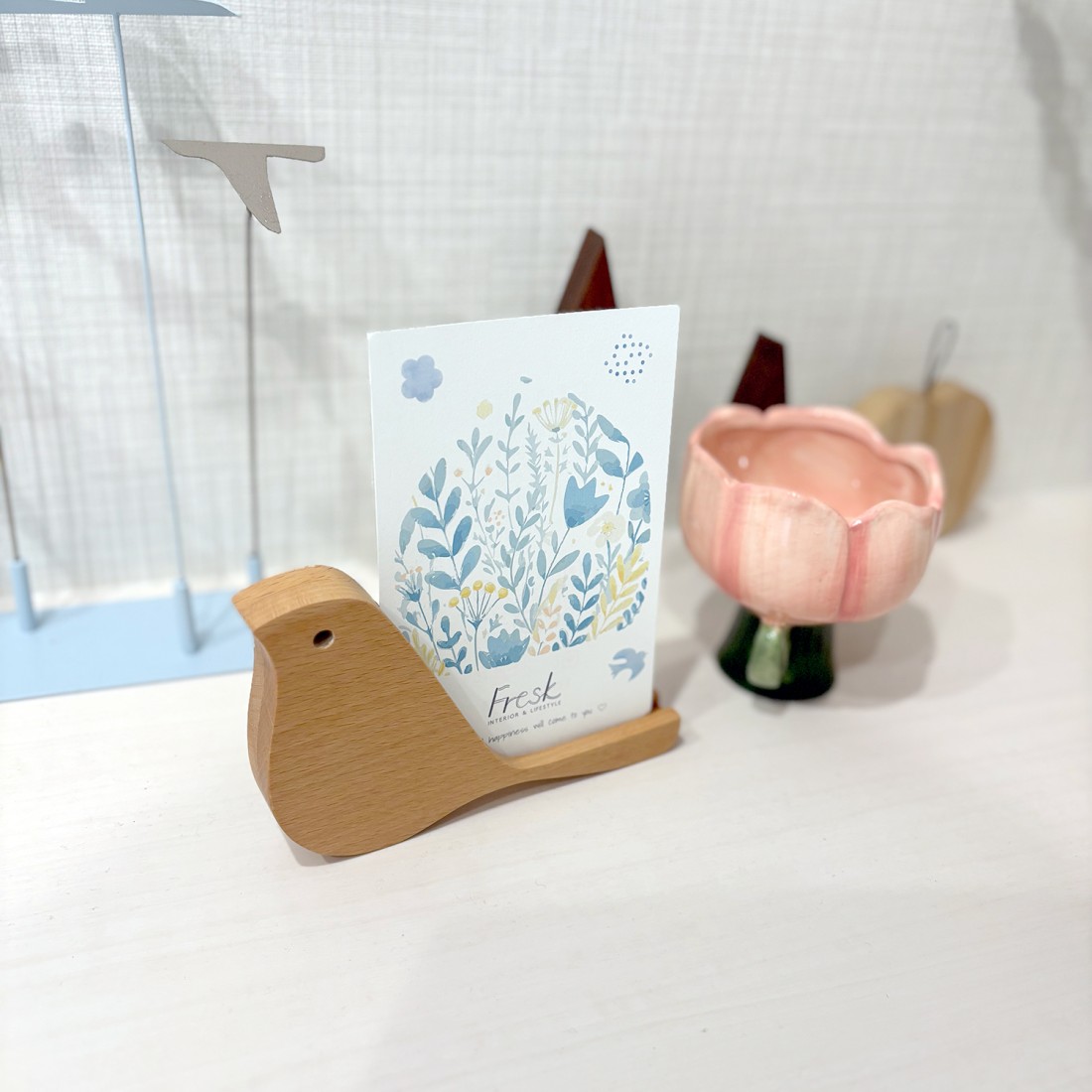 天然木のとりさんカードスタンド｜Fresk（フレスク）