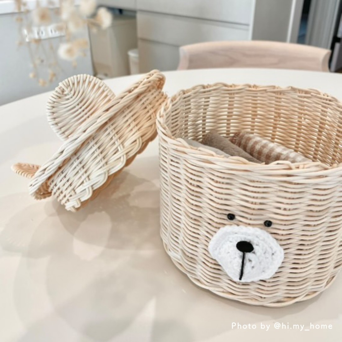 ラタン素材のくまさんティッシュケース｜Fresk（フレスク）