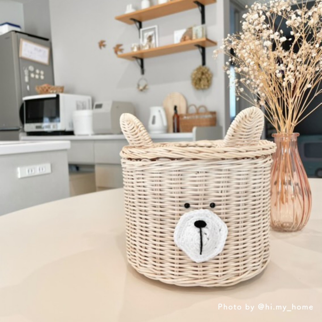 ラタン素材のくまさんティッシュケース｜Fresk（フレスク）