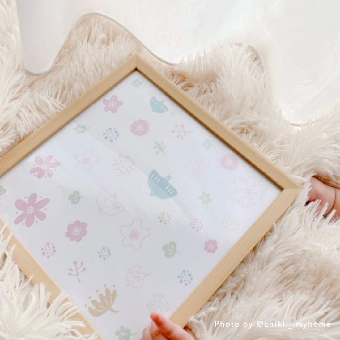フォークアート風 木製収納ボックス 花と鳥のペイント spring & birds｜アートポスター｜Fresk（フレスク）